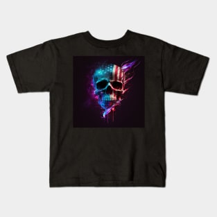 American Flag and Skull Art Kids T-Shirt